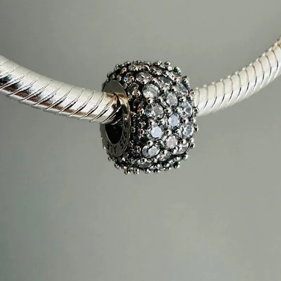 Authentic PANDORA Sparkling PAVE TRIPLE ROW Charm 925 Sterling Silver 792820C01 - Picture 10 of 10